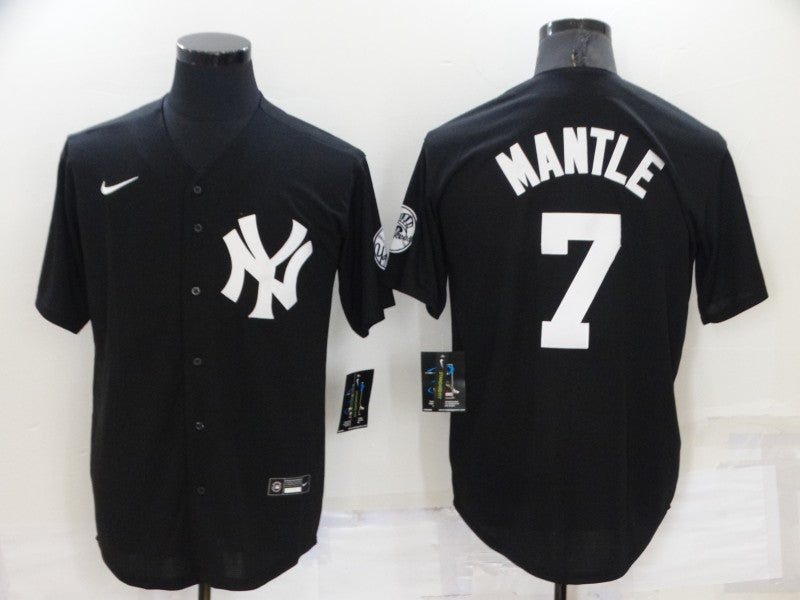 Men's New York Yankees Mickey Mantle #7 Black Baseball Jersey